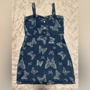 NoBo No Boundaries Denim Butterfly Mini Halter Dress Size Large 11-13